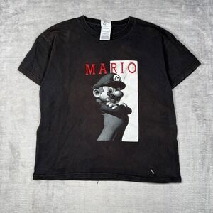 Super Mario Shirt Youth Large Black Vintage Y2K Scarface Parody Gamer